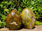 Polished Green Opal Standing Free Forms x 3 From Betroka, Madagascar - Toprock Gemstones and Minerals 