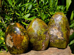 Polished Green Opal Standing Free Forms x 3 From Betroka, Madagascar - Toprock Gemstones and Minerals 