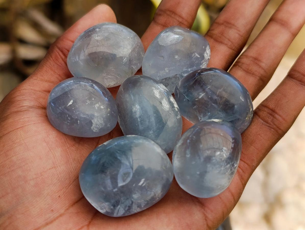 Polished Blue Celestite Free Forms x 40 From Sakoany, Madagascar - Toprock Gemstones and Minerals 