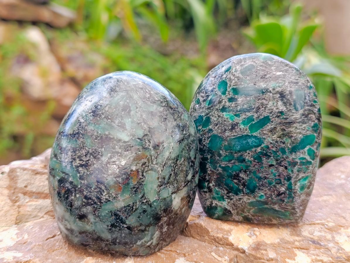 Polished Emerald Mica 'Mutokolite' Standing Free Forms x 4 From Mutoko, Zimbabwe - Toprock Gemstones and Minerals 