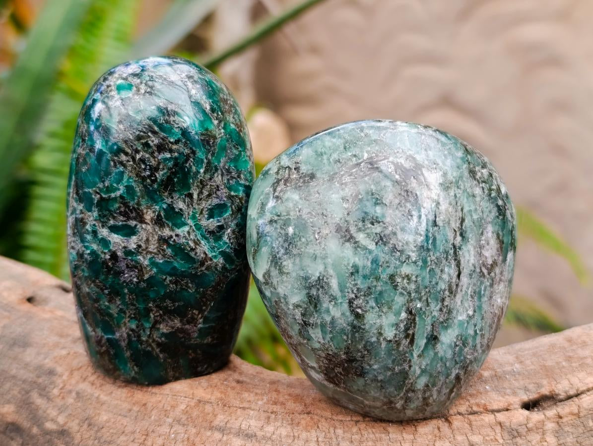 Polished Emerald Mica 'Mutokolite' Standing Free Forms x 4 From Mutoko, Zimbabwe - Toprock Gemstones and Minerals 