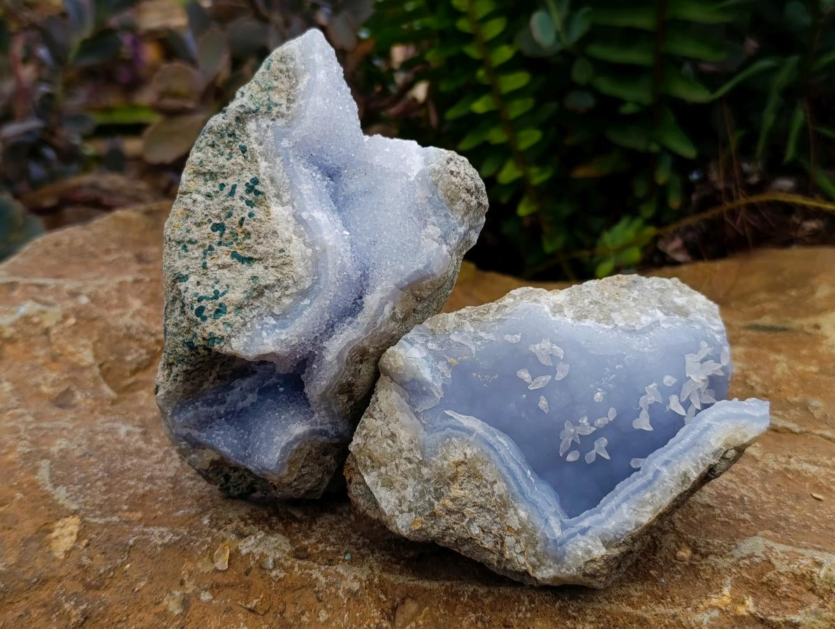 Natural Large Blue Lace Agate Geode Specimens x 6 From Nsanje, Malawi - Toprock Gemstones and Minerals 