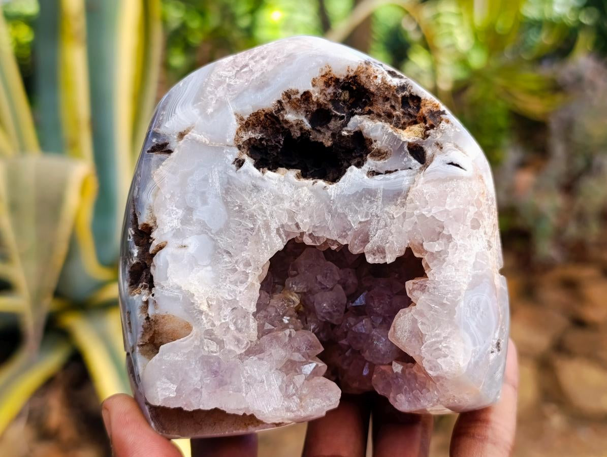 Polished Agate Amethyst Geodes x 3 From Maintirano, Madagascar - Toprock Gemstones and Minerals 