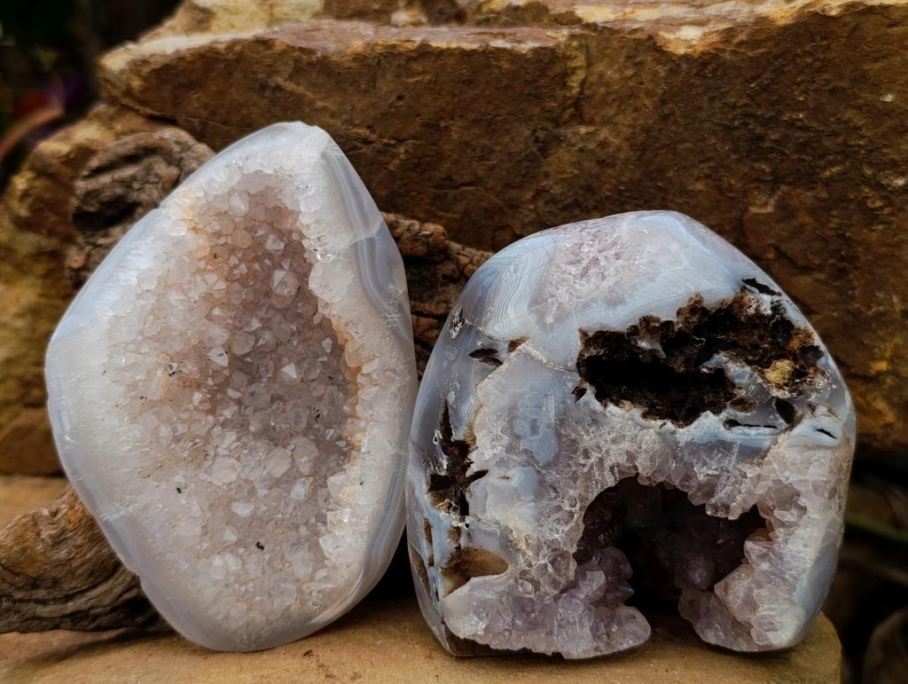 Polished Agate Amethyst Geodes x 3 From Maintirano, Madagascar - Toprock Gemstones and Minerals 