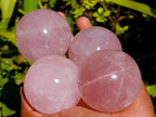 Polished Gemmy Star Rose Quartz Spheres x 4 From Madagascar - Toprock Gemstones and Minerals 