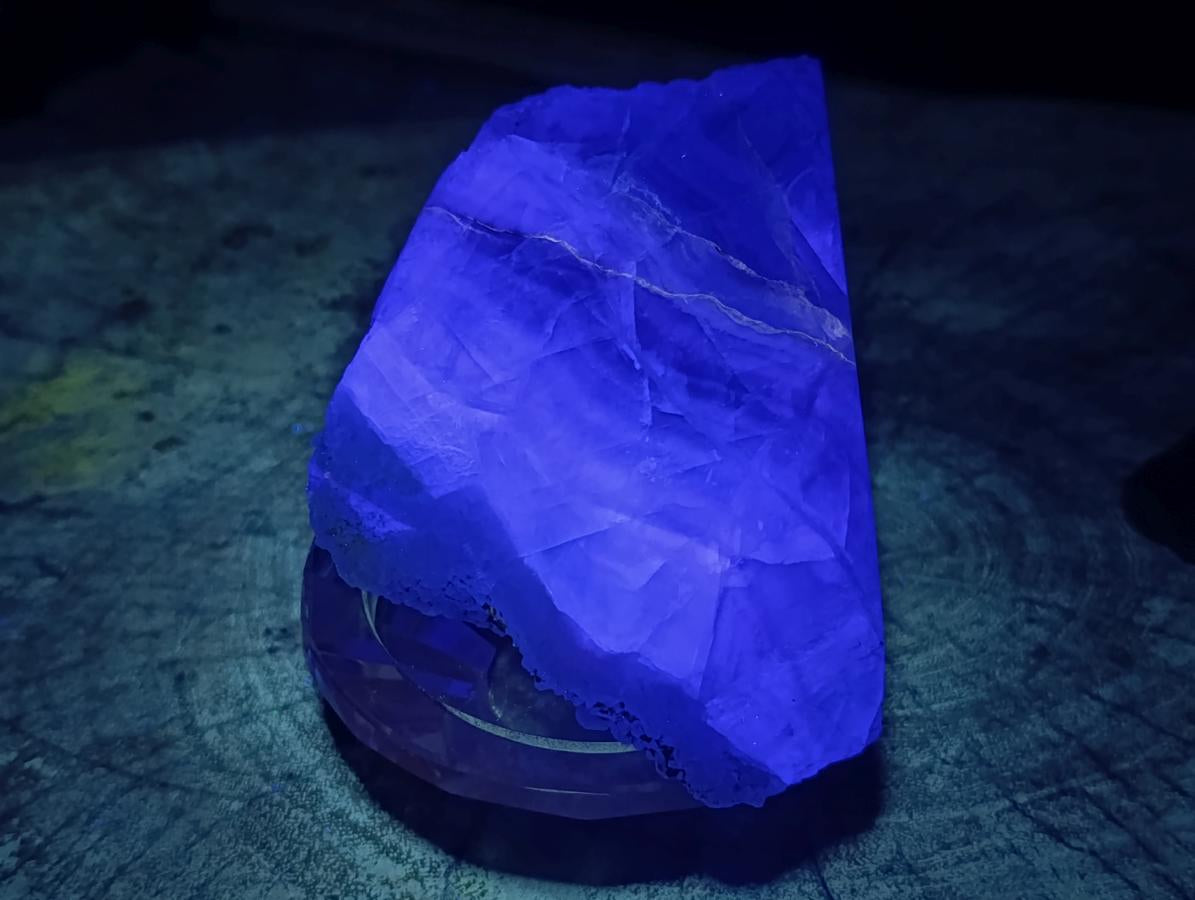 Polished On One Side Watermelon Fluorite Specimens x 3 From Uis, Namibia - Toprock Gemstones and Minerals 