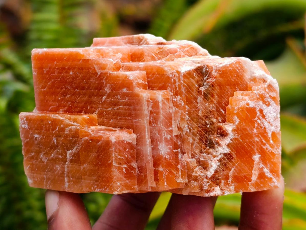 Natural Rhombohedral Sunset Orange Calcite Specimens x 12 From Spitzkop, Namibia - Toprock Gemstones and Minerals 