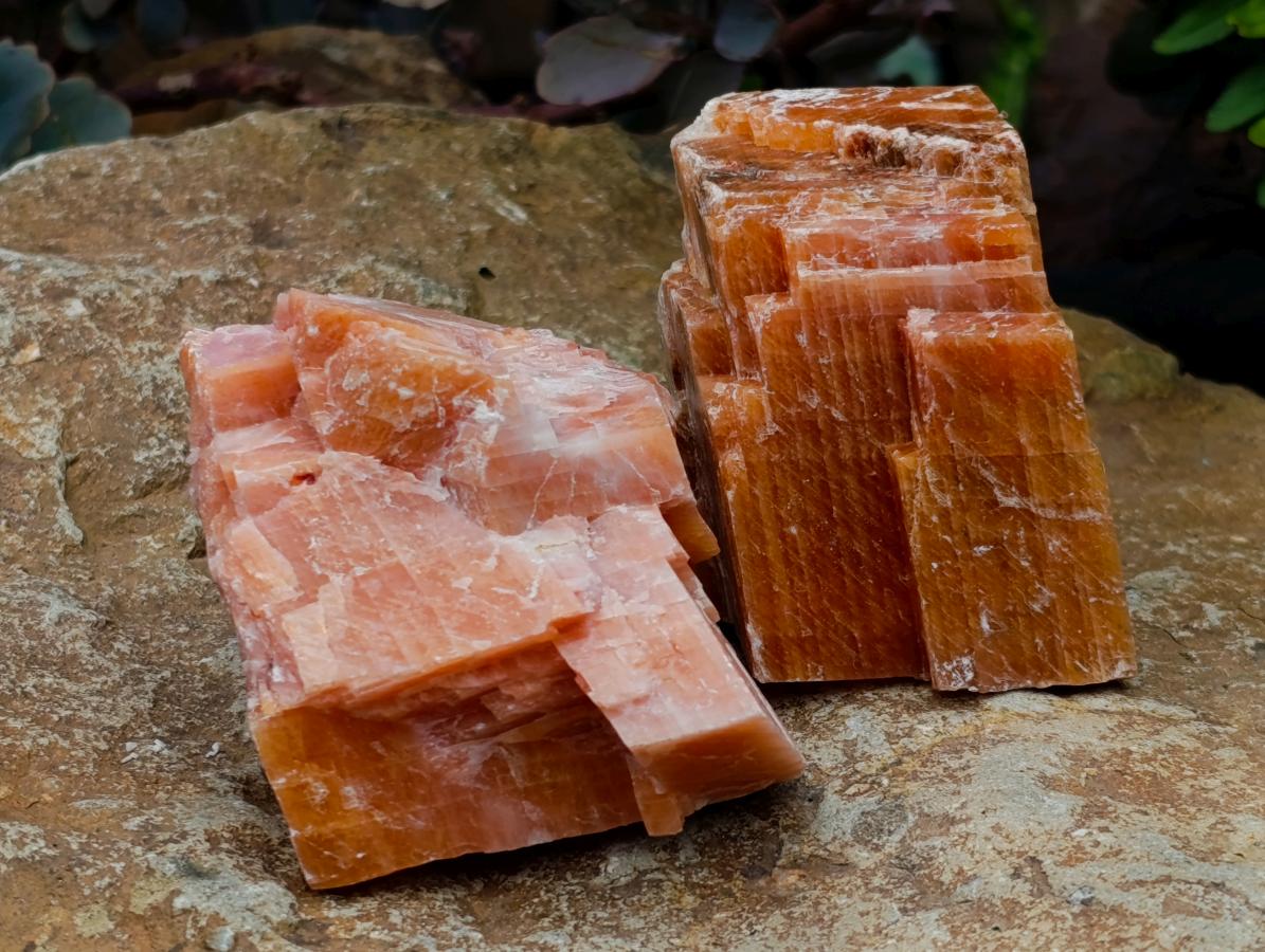 Natural Rhombohedral Sunset Orange Calcite Specimens x 12 From Spitzkop, Namibia - Toprock Gemstones and Minerals 