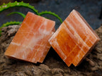 Natural Rhombohedral Sunset Orange Calcite Specimens x 12 From Spitzkop, Namibia - Toprock Gemstones and Minerals 