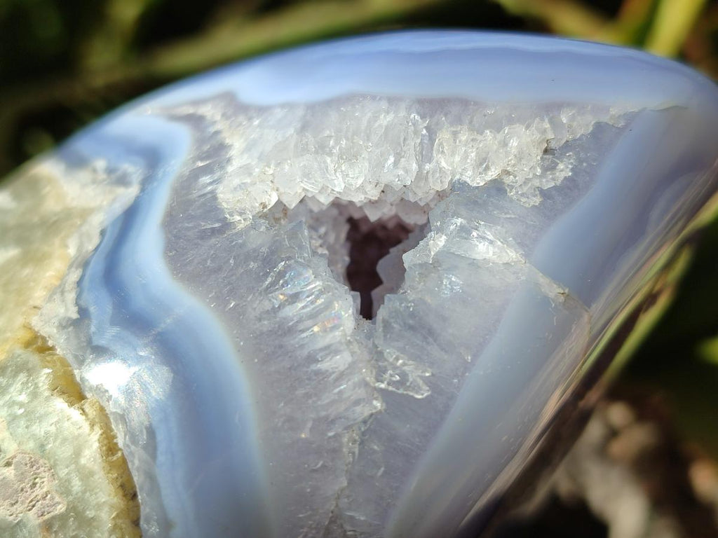 Polished Blue Lace Agate Standing Free Form x 1 From Nsanje, Malawi - Toprock Gemstones and Minerals 