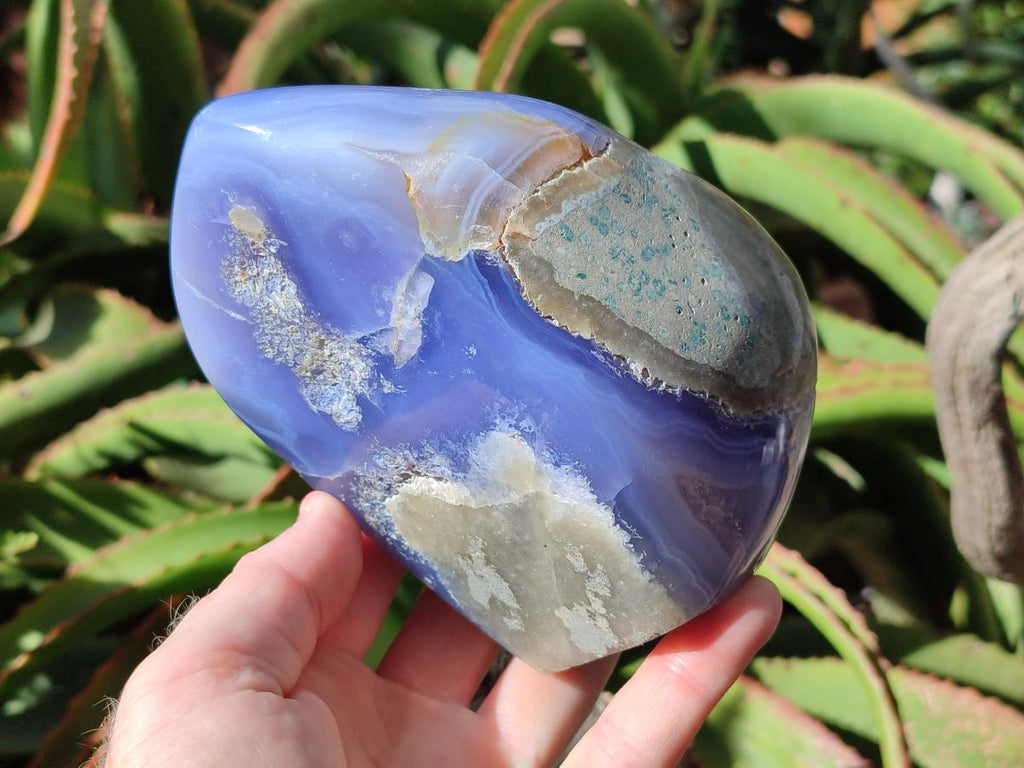 Polished Blue Lace Agate Standing Free Form x 1 From Nsanje, Malawi - Toprock Gemstones and Minerals 