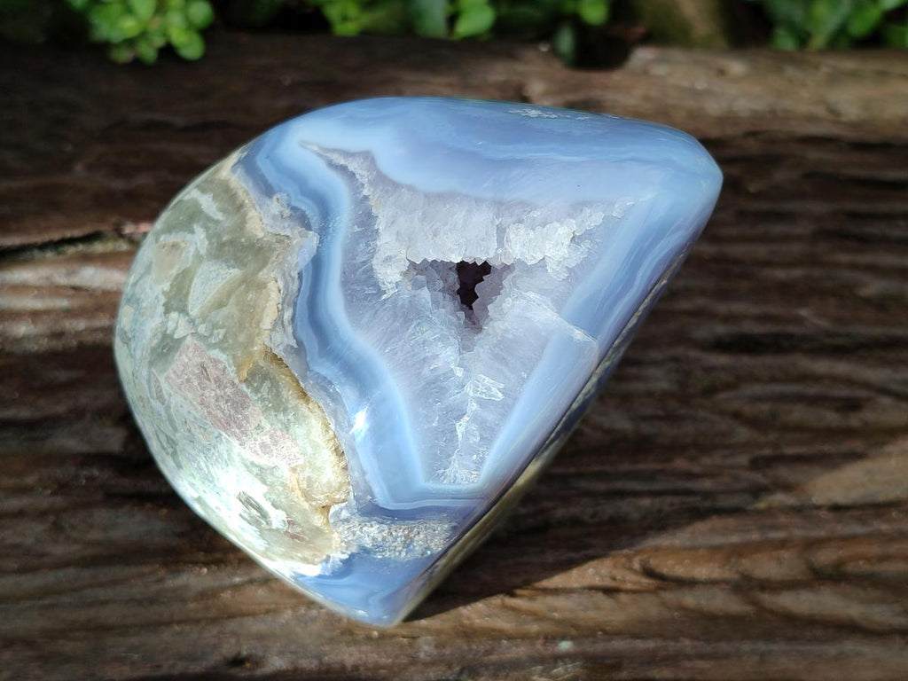 Polished Blue Lace Agate Standing Free Form x 1 From Nsanje, Malawi - Toprock Gemstones and Minerals 