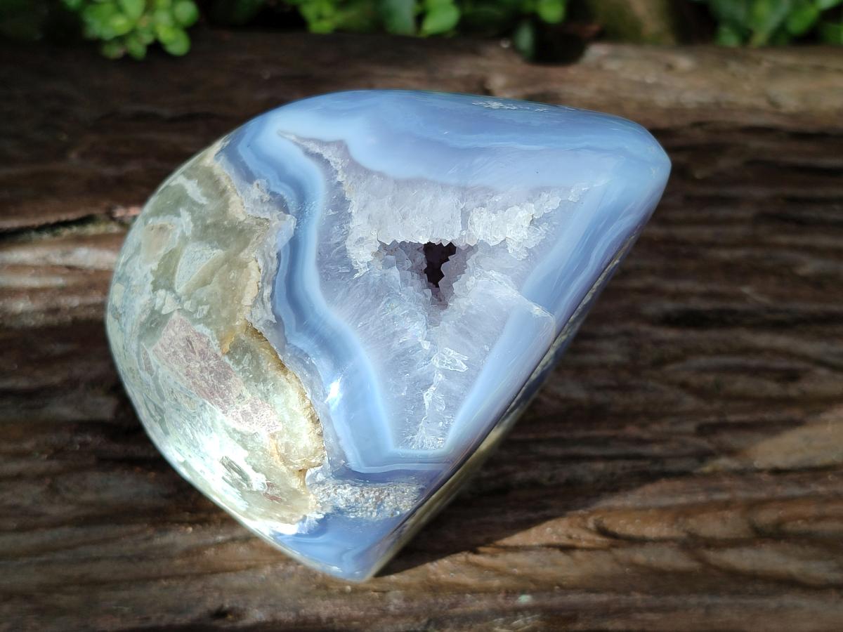 Polished Blue Lace Agate Standing Free Form x 1 From Nsanje, Malawi - Toprock Gemstones and Minerals 