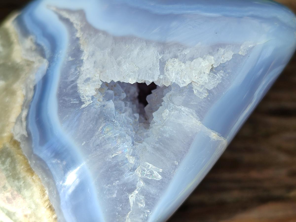 Polished Blue Lace Agate Standing Free Form x 1 From Nsanje, Malawi - Toprock Gemstones and Minerals 