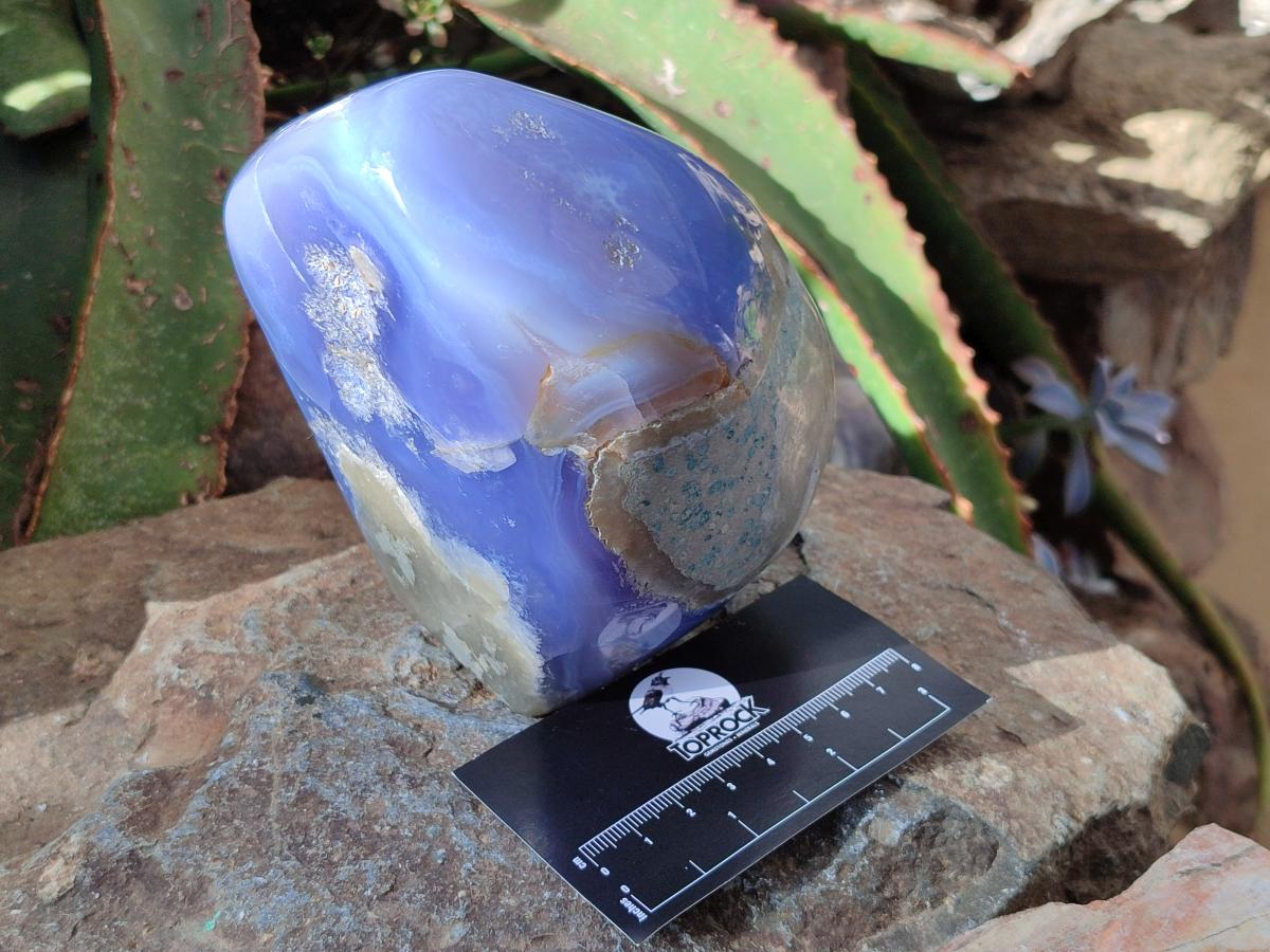 Polished Blue Lace Agate Standing Free Form x 1 From Nsanje, Malawi - Toprock Gemstones and Minerals 