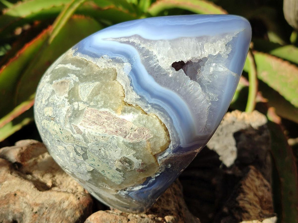 Polished Blue Lace Agate Standing Free Form x 1 From Nsanje, Malawi - Toprock Gemstones and Minerals 