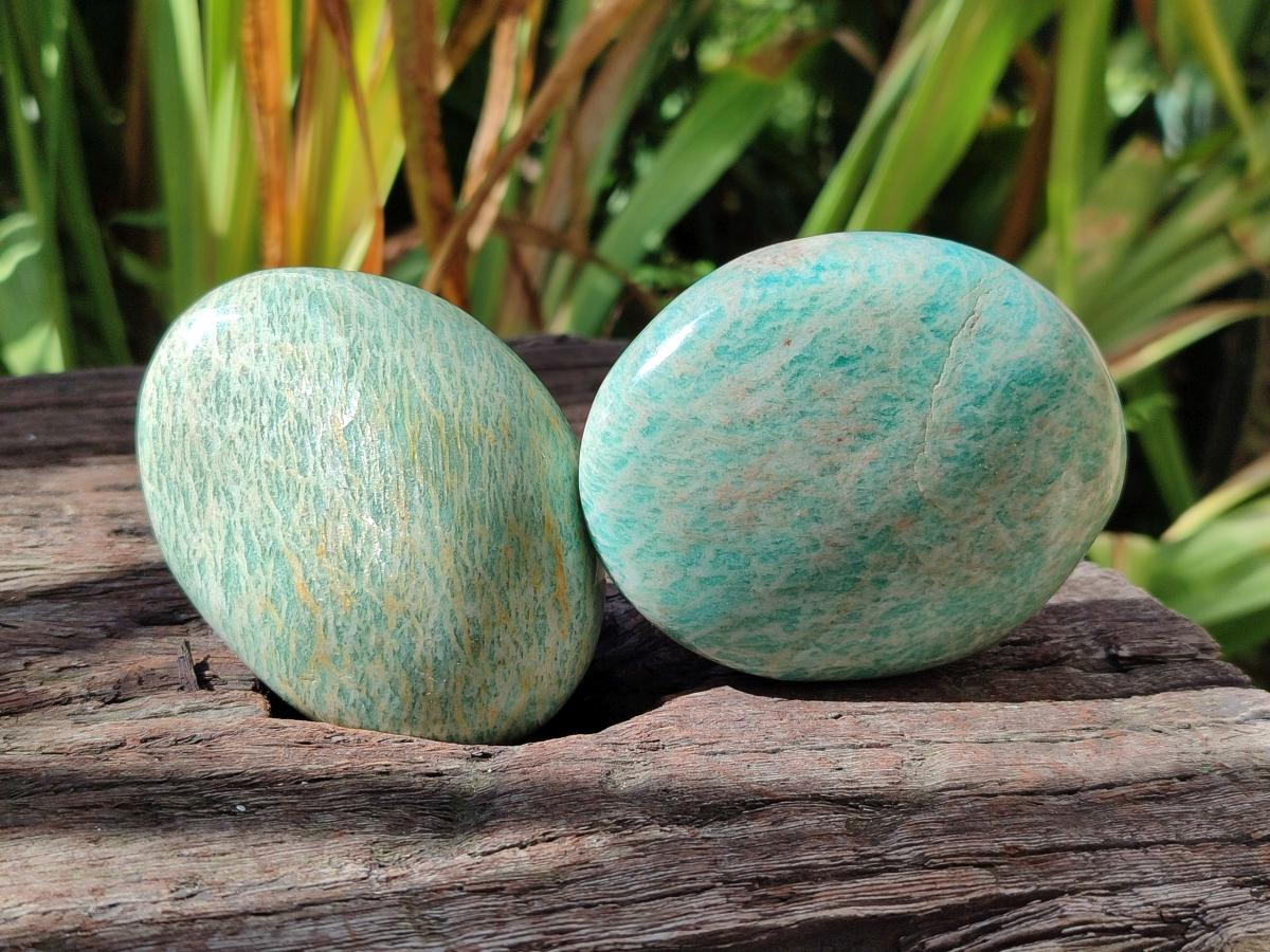 Polished Amazonite Palm Stones and Standing Free Forms x 12 From Zimbabwe - Toprock Gemstones and Minerals 
