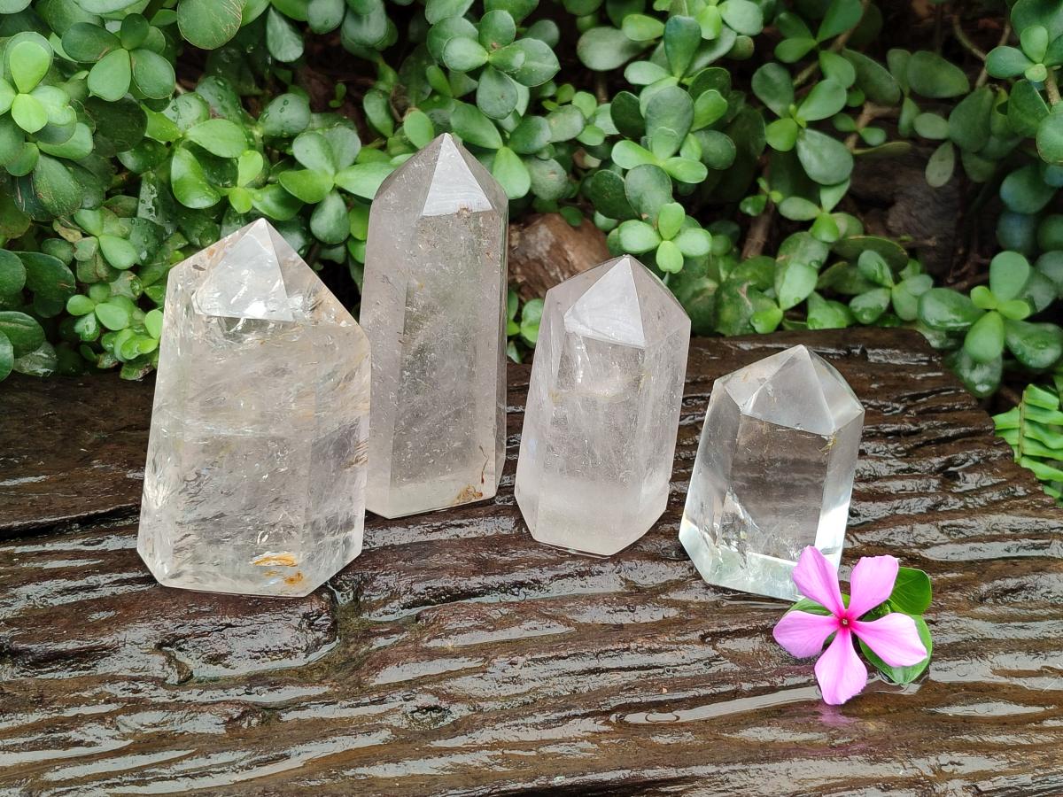 Polished Clear Quartz Display Crystals x 4 From Madagascar - Toprock Gemstones and Minerals 