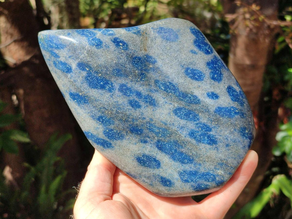 Polished Large Blue Spotted Spinel Standing Free Form Leaf x 1 From Madagascar - Toprock Gemstones and Minerals 