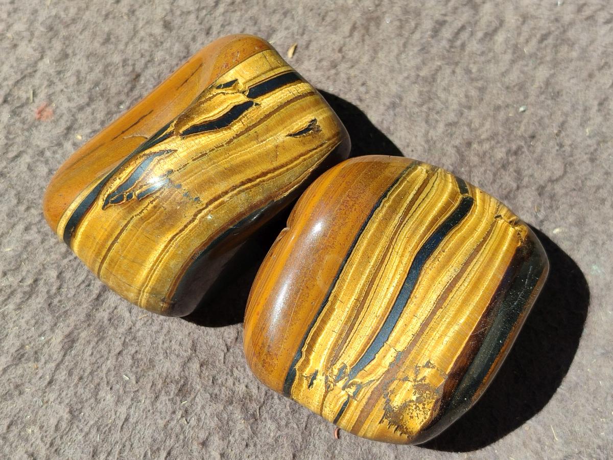 Polished Golden Tigers Eye Free Forms x 6 From Prieska, South Africa - Toprock Gemstones and Minerals 