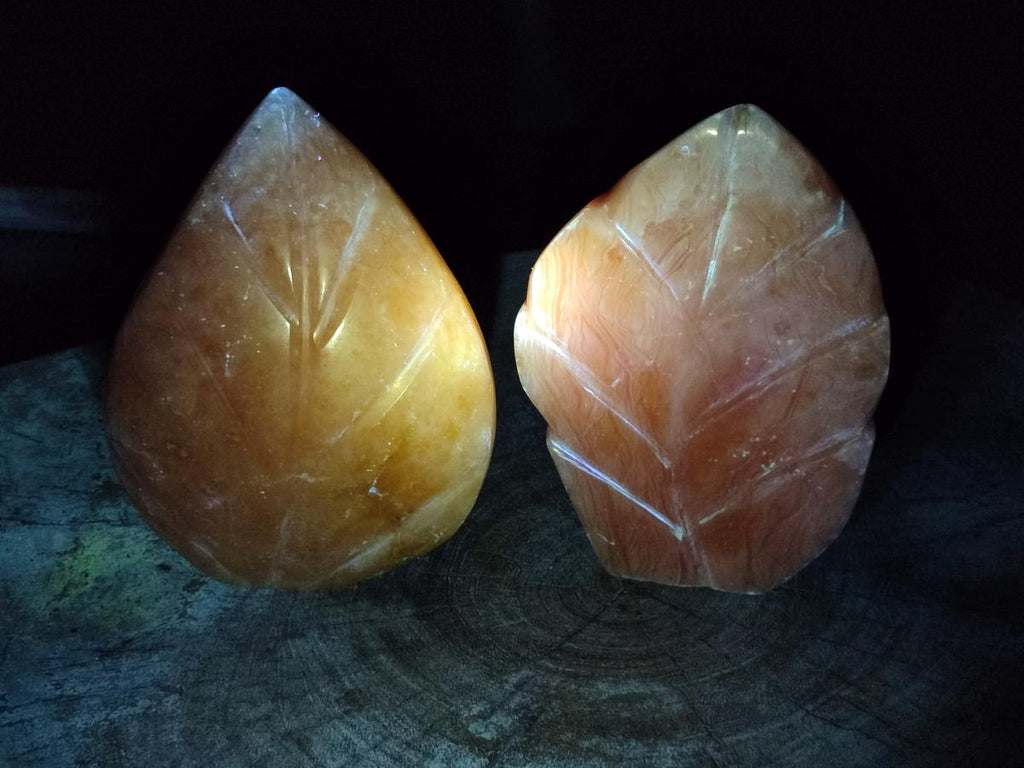 Polished Orange Twist Calcite Leaf Display Pieces x 2 From Maevantanana, Madagascar - Toprock Gemstones and Minerals 