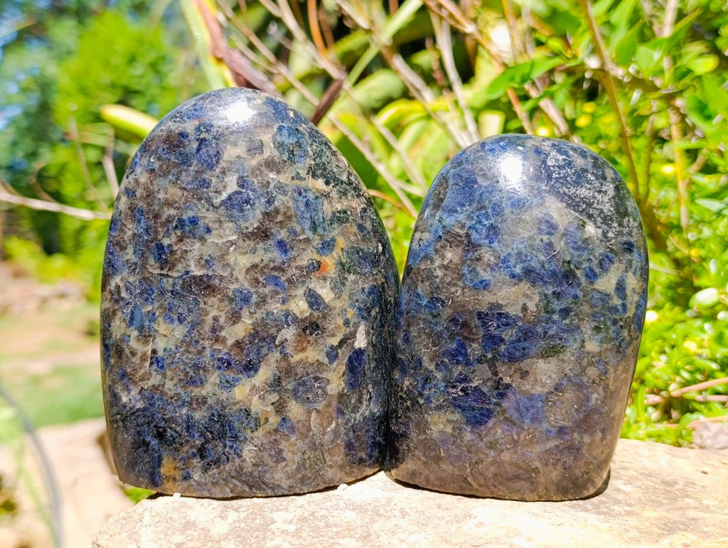 Polished Blue Iolite "Water Sapphire" Standing Free Forms x 2 From Madagascar - Toprock Gemstones and Minerals 