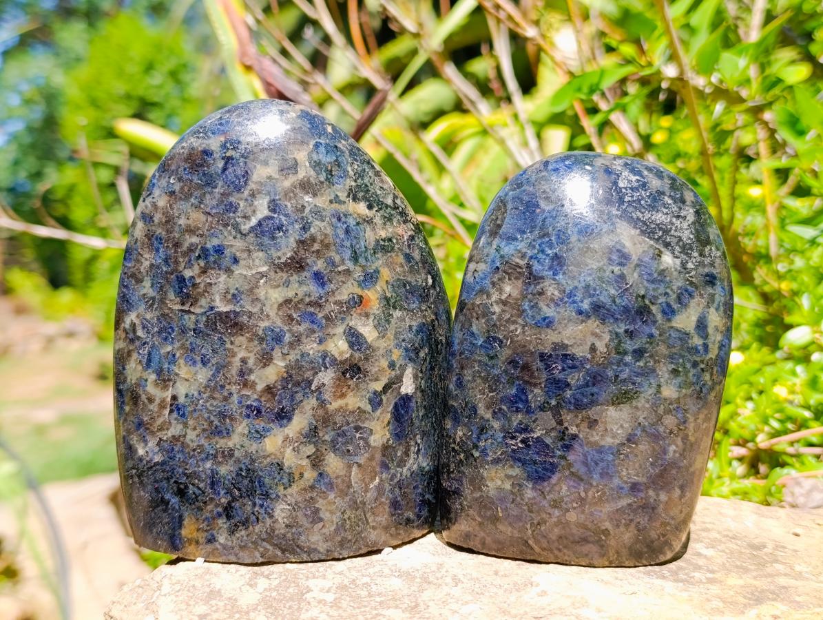 Polished Blue Iolite "Water Sapphire" Standing Free Forms x 2 From Madagascar - Toprock Gemstones and Minerals 