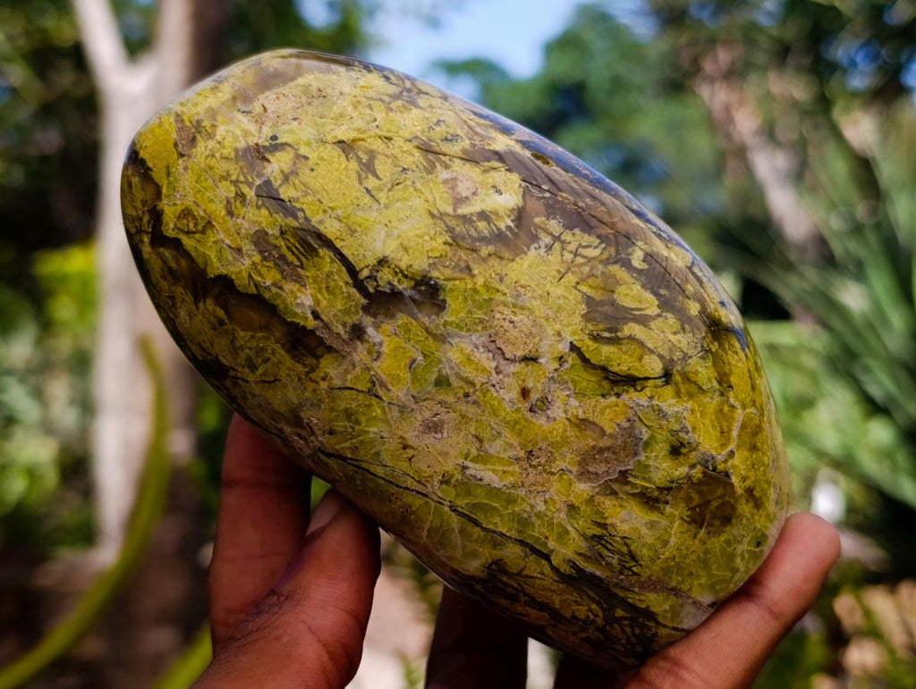 Polished Green Opal Standing Free Forms x 2 From Betroka, Madagascar - Toprock Gemstones and Minerals 