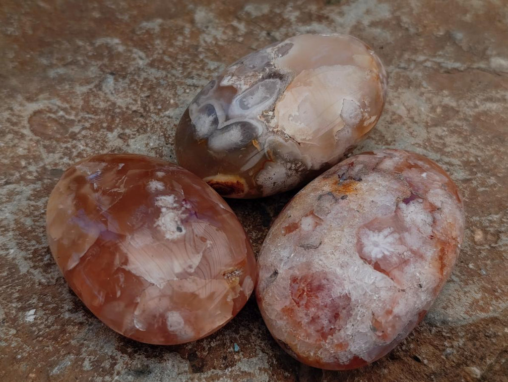 Polished Flower Agate Palm Stones x 12 From Antsahalova, Madagascar - Toprock Gemstones and Minerals 
