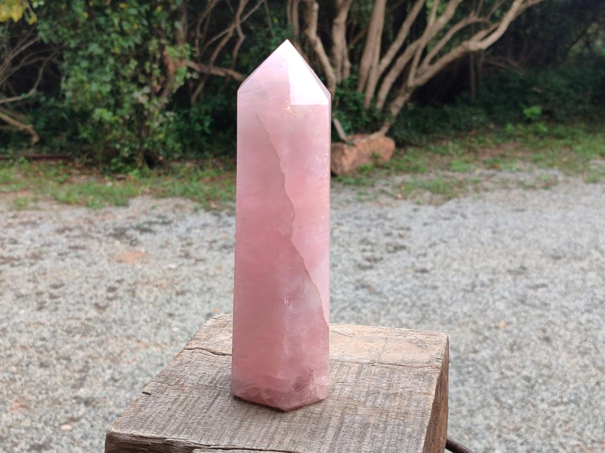 Polished Large Gemmy Rose Quartz Crystal Tower Point x 1 From Madagascar - Toprock Gemstones and Minerals 