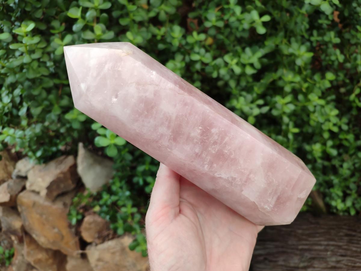 Polished Large Gemmy Rose Quartz Crystal Tower Point x 1 From Madagascar - Toprock Gemstones and Minerals 