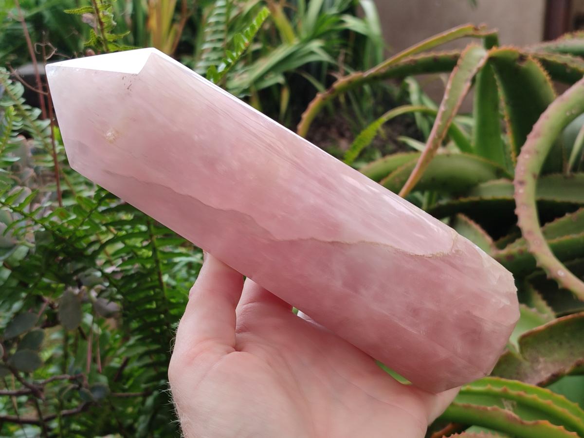 Polished Large Gemmy Rose Quartz Crystal Tower Point x 1 From Madagascar - Toprock Gemstones and Minerals 