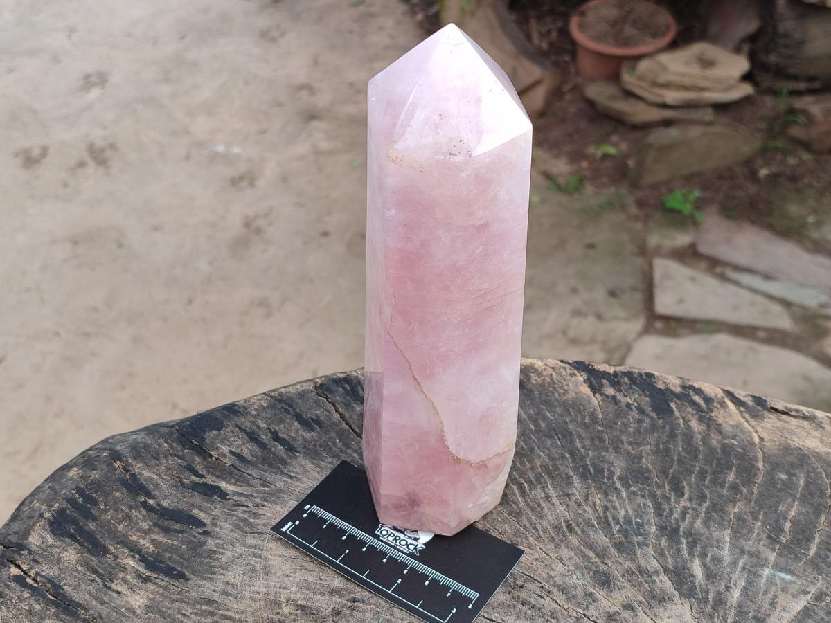 Polished Large Gemmy Rose Quartz Crystal Tower Point x 1 From Madagascar - Toprock Gemstones and Minerals 