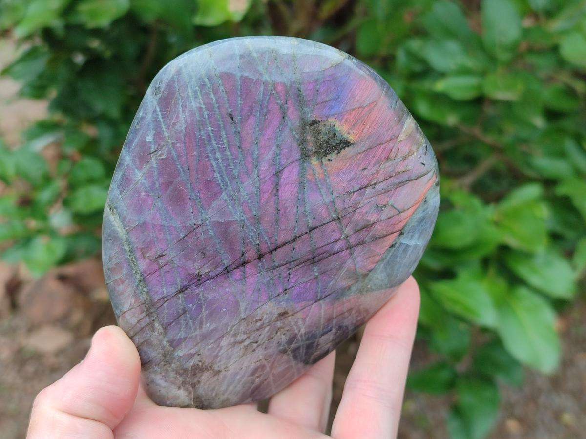 Polished Rare Purple Sunset Flash Labradorite Standing Free Forms x 3 From Madagascar - Toprock Gemstones and Minerals 