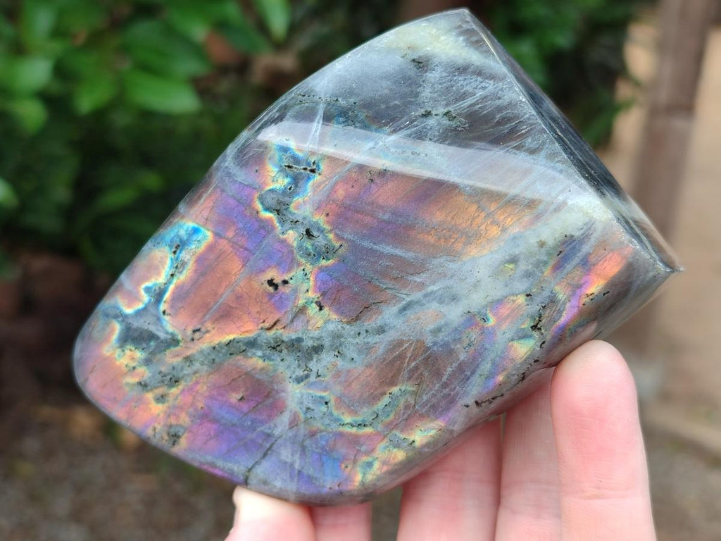 Polished Rare Purple Sunset Flash Labradorite Standing Free Forms x 3 From Madagascar - Toprock Gemstones and Minerals 