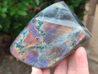 Polished Rare Purple Sunset Flash Labradorite Standing Free Forms x 3 From Madagascar - Toprock Gemstones and Minerals 