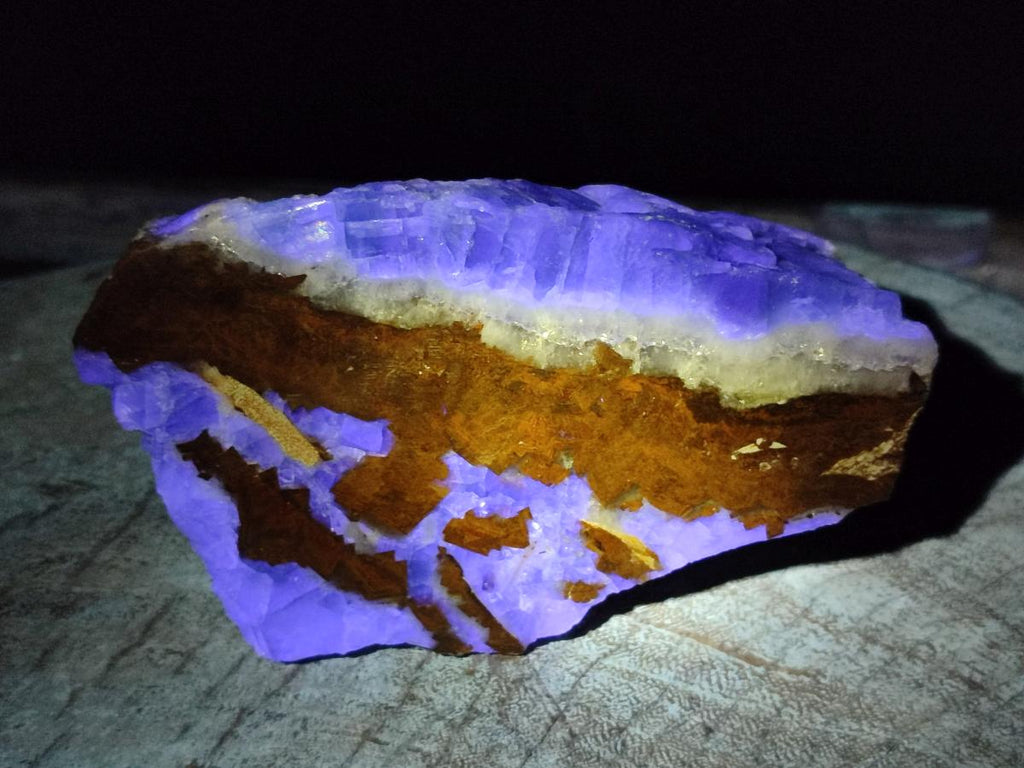 Polished On One Side Watermelon Fluorite Specimens x 4 From Uis, Namibia - Toprock Gemstones and Minerals 