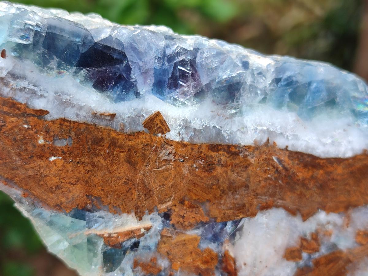 Polished On One Side Watermelon Fluorite Specimens x 4 From Uis, Namibia - Toprock Gemstones and Minerals 