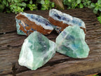 Polished On One Side Watermelon Fluorite Specimens x 4 From Uis, Namibia - Toprock Gemstones and Minerals 