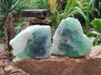 Polished On One Side Watermelon Fluorite Specimens x 4 From Uis, Namibia - Toprock Gemstones and Minerals 