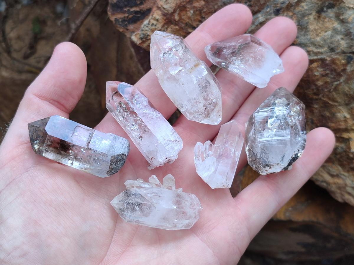 Natural Mix of Smokey, Clear and Amethyst Quartz Crystals x 20 From Brandberg, Namibia - Toprock Gemstones and Minerals 