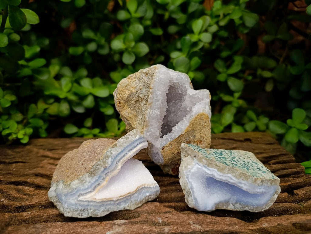 Natural Blue Lace Agate Geode Specimens x 12 From Nsanje, Malawi - Toprock Gemstones and Minerals 
