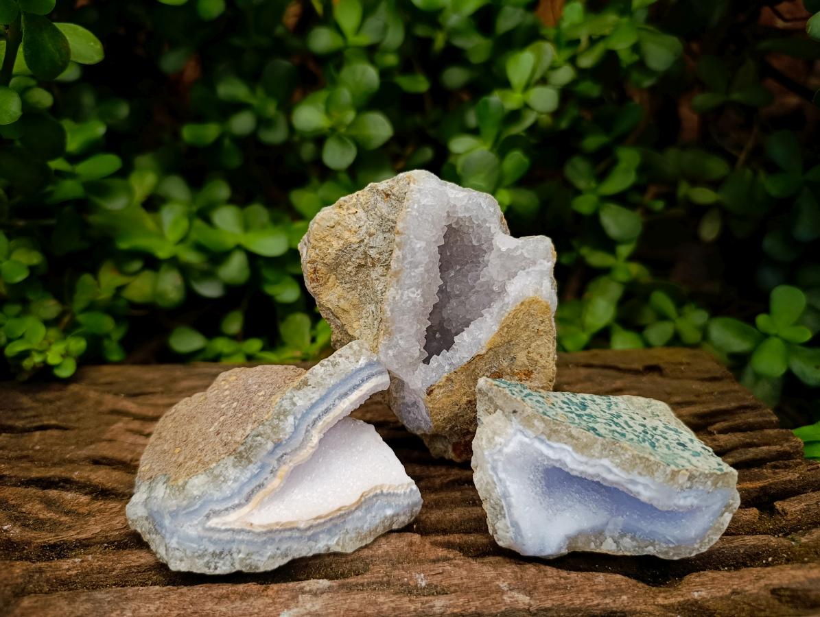 Natural Blue Lace Agate Geode Specimens x 12 From Nsanje, Malawi - Toprock Gemstones and Minerals 
