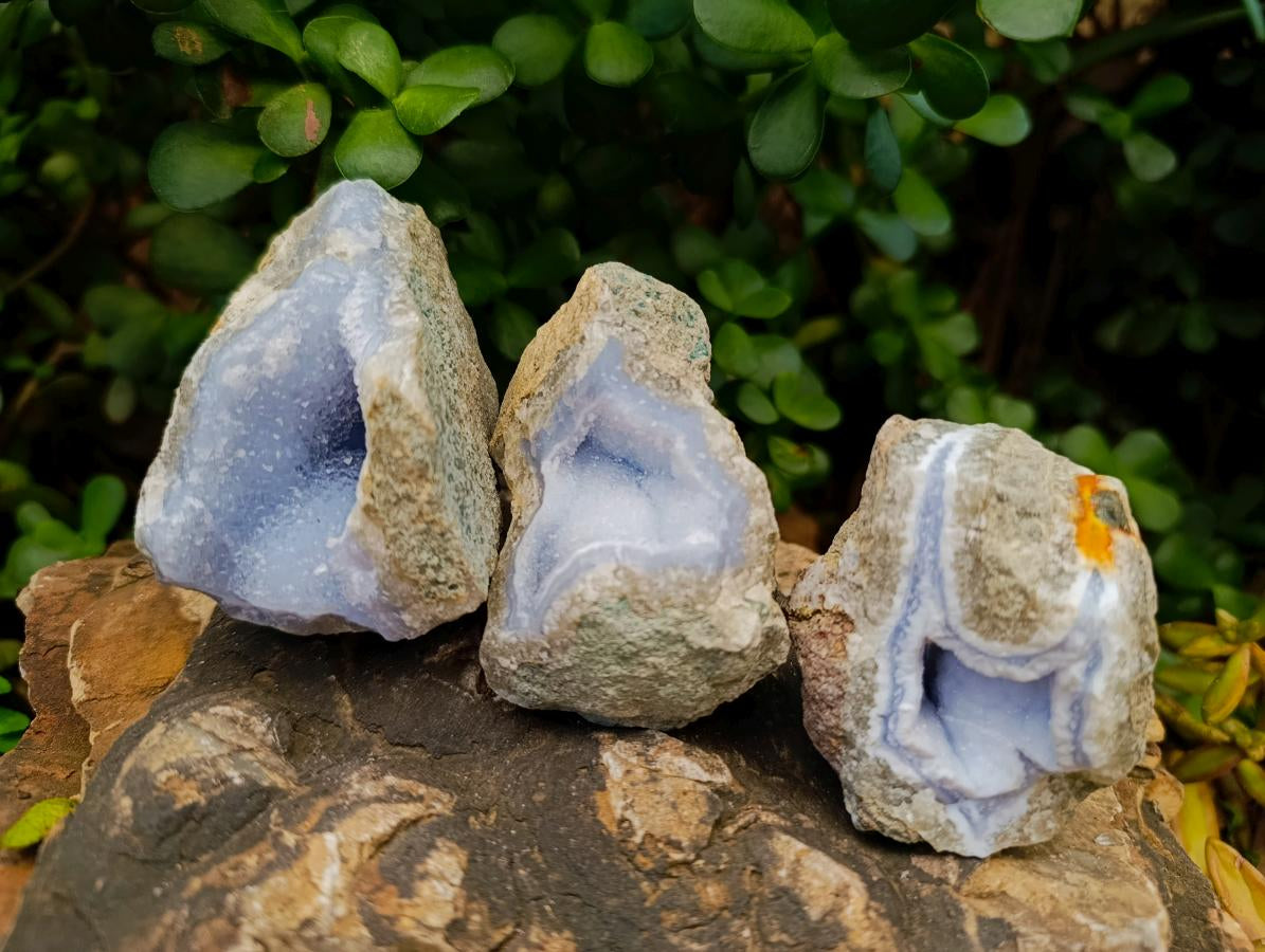 Natural Blue Lace Agate Geode Specimens x 12 From Nsanje, Malawi - Toprock Gemstones and Minerals 