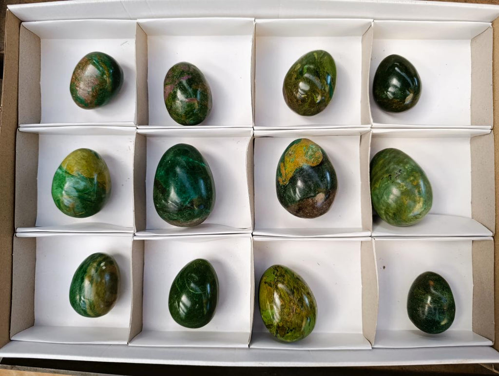 Polished Verdite Eggs x 12 From Zimbabwe - Toprock Gemstones and Minerals 