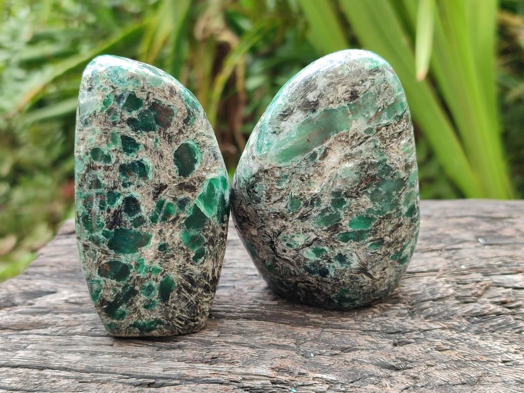 Polished Emerald Mica 'Mutokolite' Standing Free Forms x 4 From Mutoko, Zimbabwe - Toprock Gemstones and Minerals 