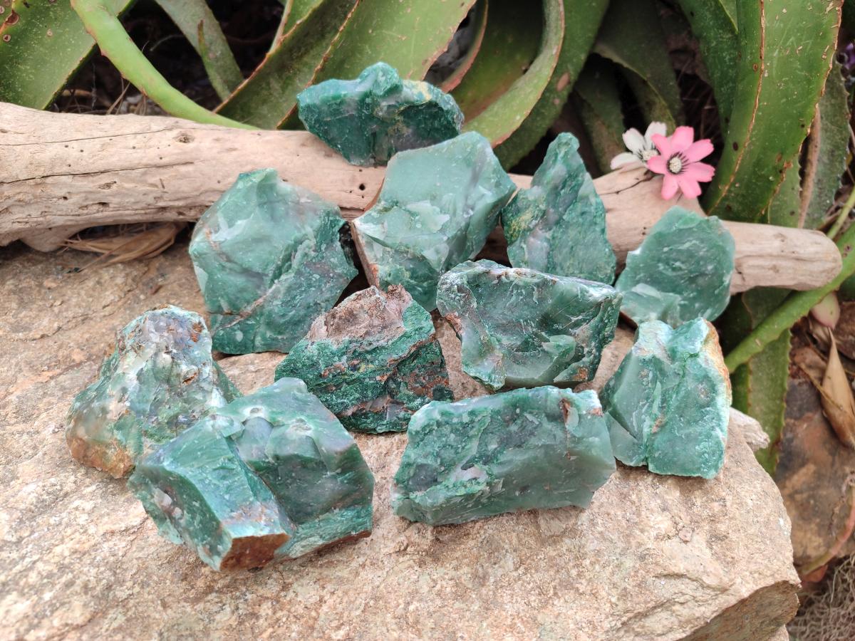 Natural Swazi Jade Cobbed Specimens x 12 From Swaziland - Toprock Gemstones and Minerals 