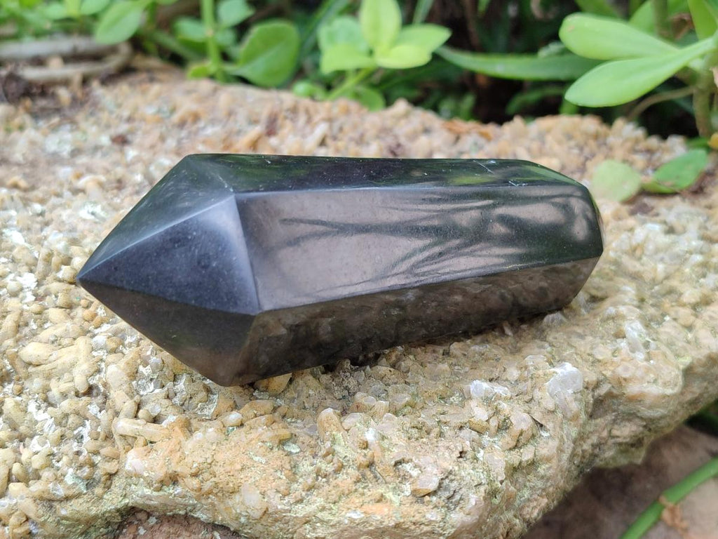 Polished Double Terminated Black Basalt Crystal Points x 12 From Madagascar - Toprock Gemstones and Minerals 