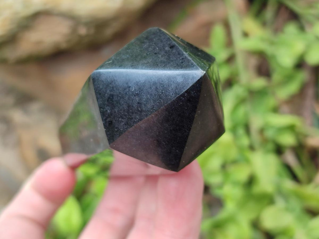 Polished Double Terminated Black Basalt Crystal Points x 12 From Madagascar - Toprock Gemstones and Minerals 