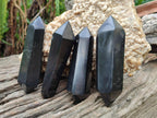 Polished Double Terminated Black Basalt Crystal Points x 12 From Madagascar - Toprock Gemstones and Minerals 